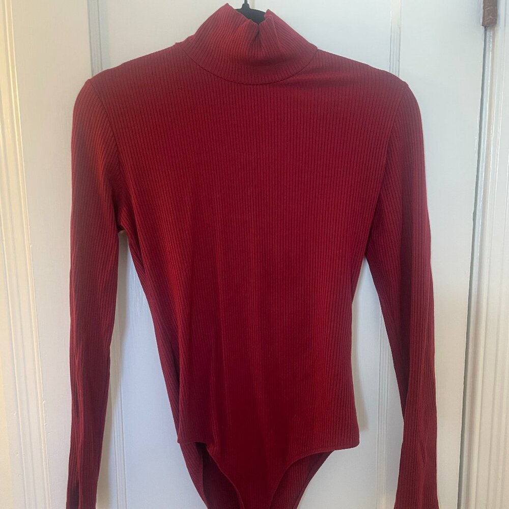 Reformation Red Ribbed Bodysuit Size L